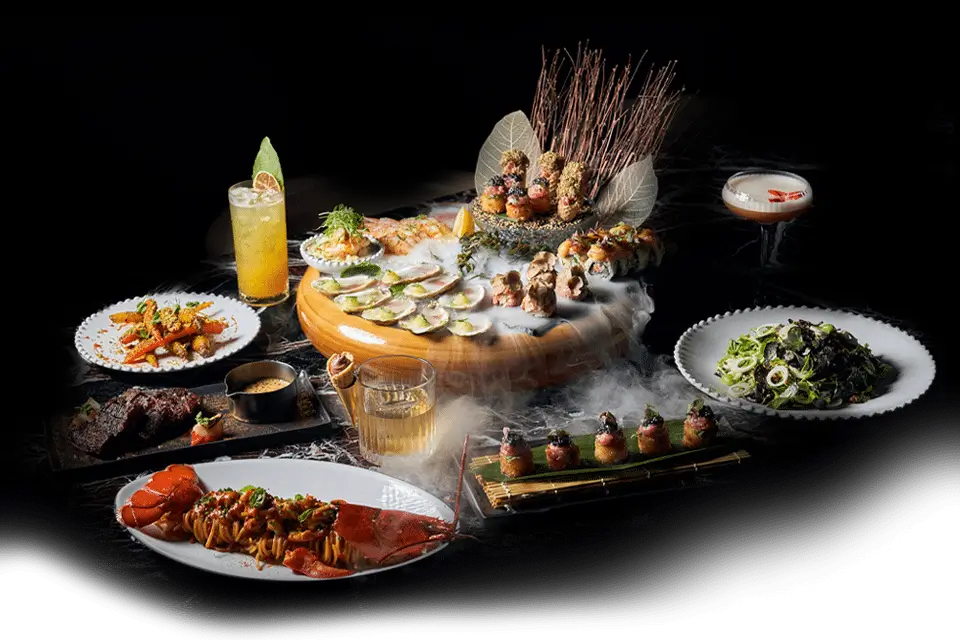 Dinner spread at Giselle Miami