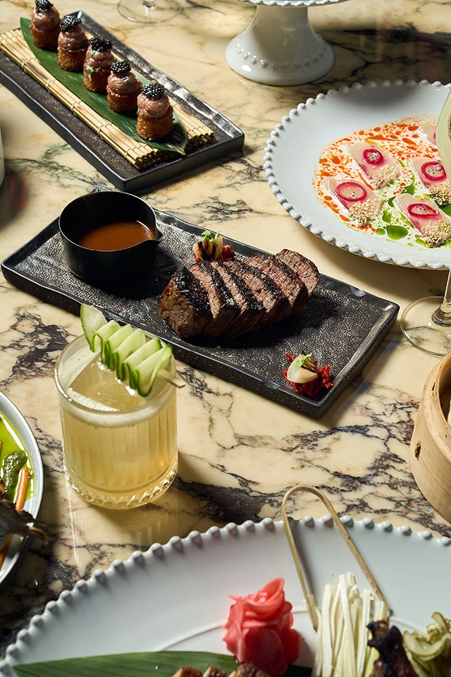 Steak dinner and drinks at Giselle Miami 